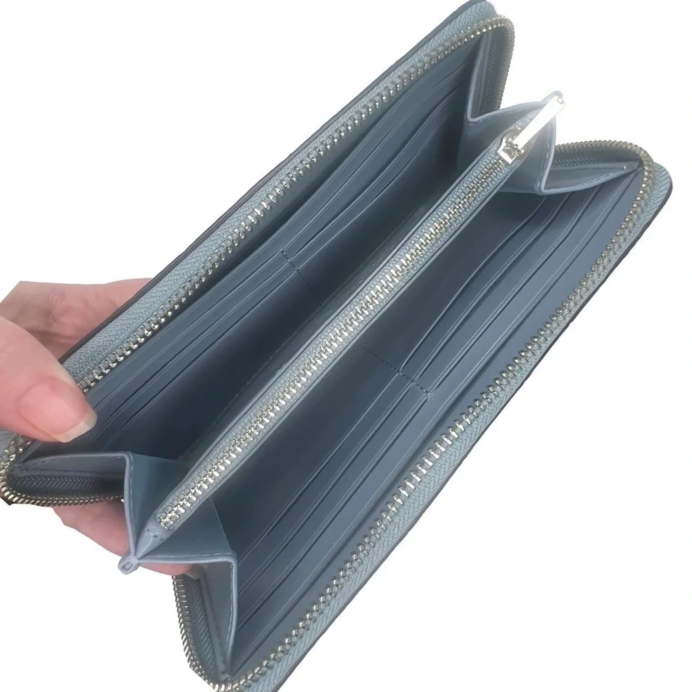 Coach Blue Leather Croc Full-Sized Wallet
